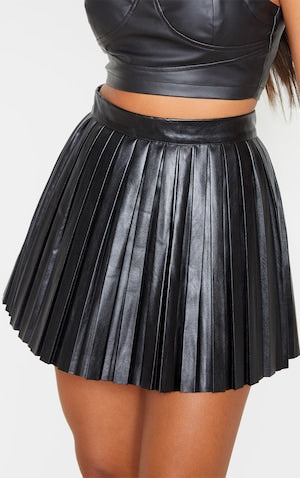 Leather Pleated Skirt | Black Leather Pleated Skirt | Luxe By Livia 